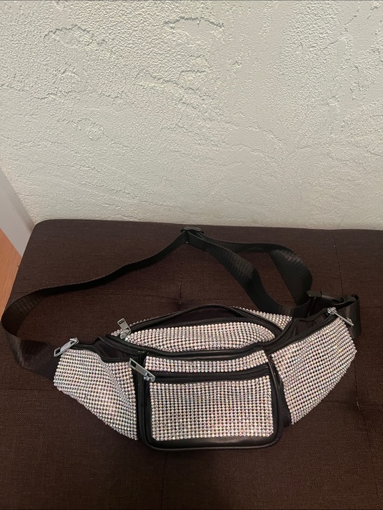 Black Leather Poster Girl Fanny Handbags - #2357*”5x12” the 80’s style Adjustable Leather Poster Girl- Black Waist Bag